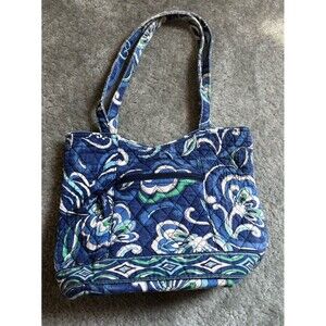 Vera Bradley Purse Mediterranean Blue Medium Tote  Zip Closure Pockets
